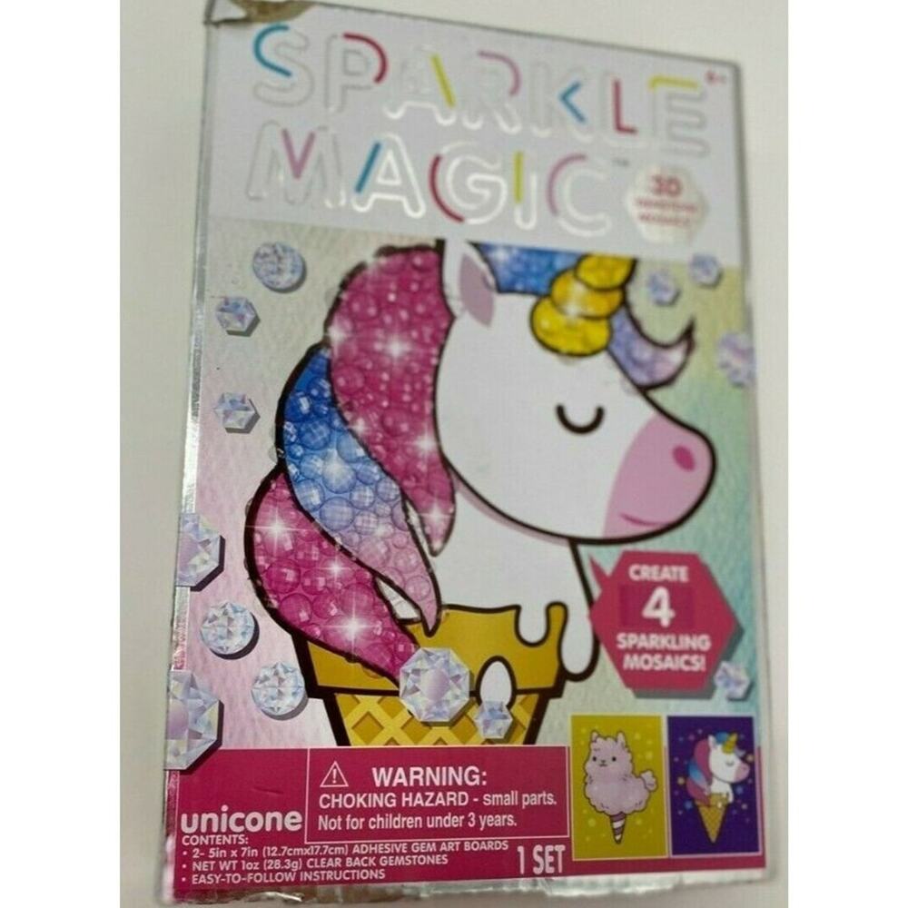 Sparkle Magic 3D Gemstone Mosaics Unicorn Create 4 Sparkling Mosaics 1 Set NEW